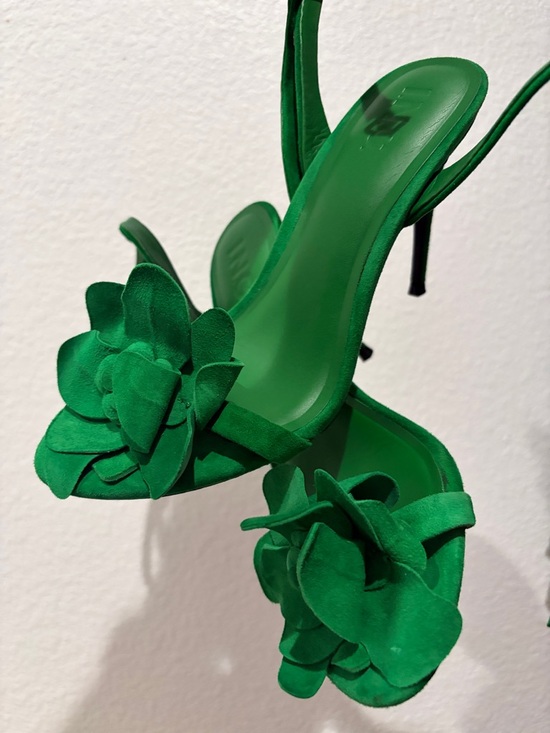 INC International Concepts Shoes - INC International Concepts Green Floral Applique Slingback Heels